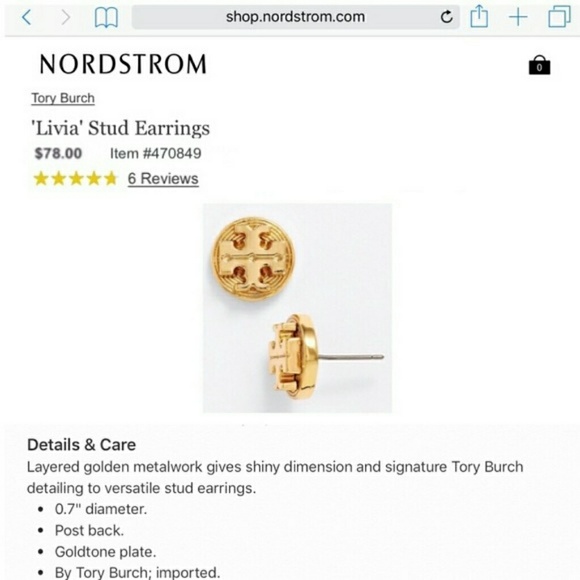 NWOT Tory Burch Livia Gold Stud Logo Earrings - Picture 4 of 8